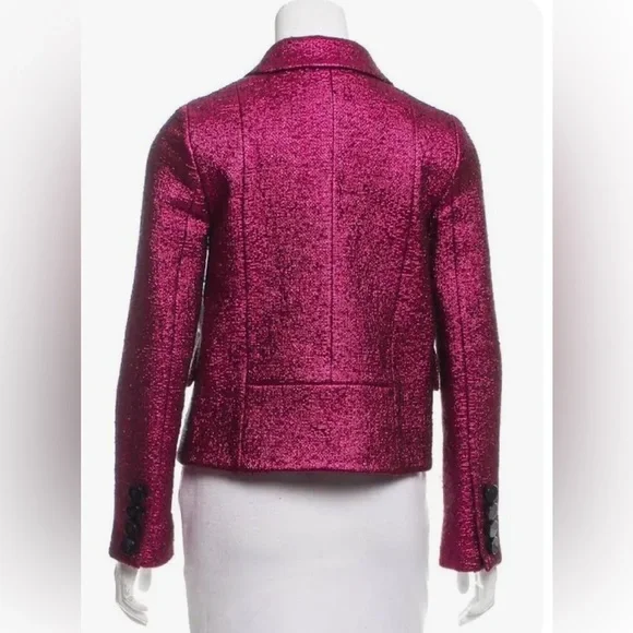 MARC JACOBS Metallic Pink Boucle Silk Wool Jacket - Picture 2 of 10